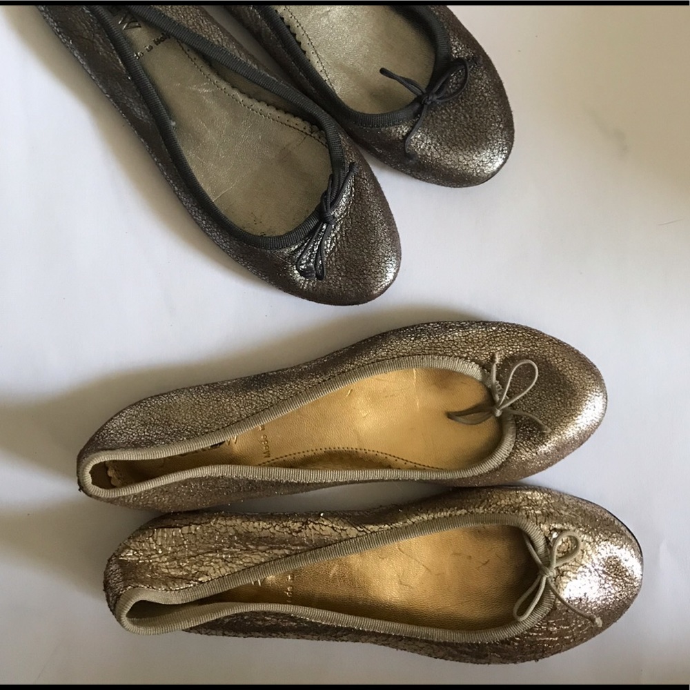 PEWTER J Crew Leather Ballet Flats